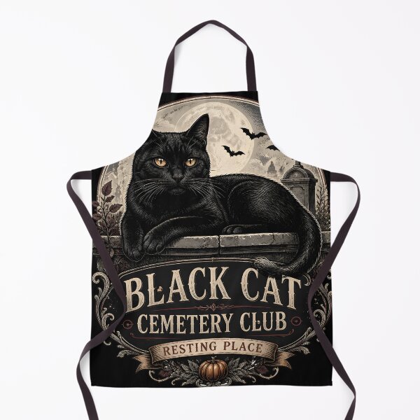 Item preview, BLACK CAT CEMETERY CLUB Resting Place Halloween Gothic Engraving designed and sold by BernoNickel.