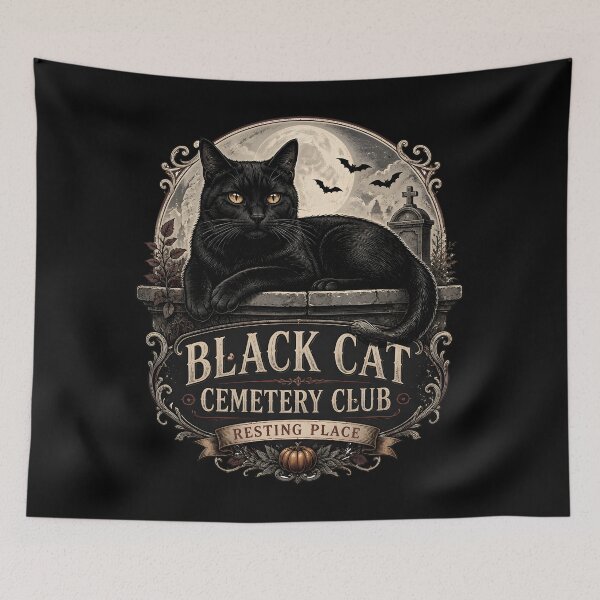 Item preview, BLACK CAT CEMETERY CLUB Resting Place Halloween Gothic Engraving designed and sold by BernoNickel.