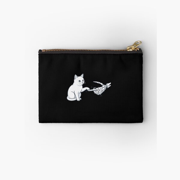 Item preview, Skeleton hand touches cat's paw. Creepy Cute designed and sold by OH-MY-GOTH.