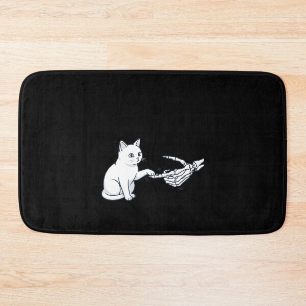 Item preview, Skeleton hand touches cat's paw. Creepy Cute designed and sold by OH-MY-GOTH.