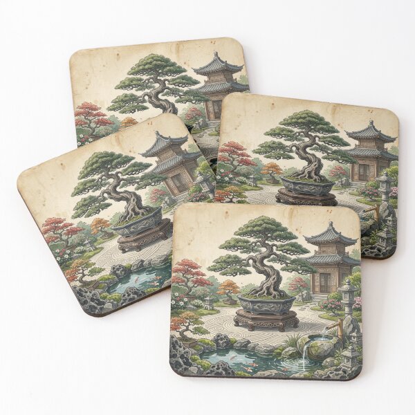 Item preview, Chinese Elm Bonsai Art Print - Japanese Garden Scene designed and sold by Purrfecta.