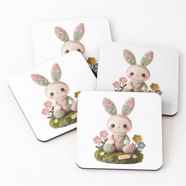 Item preview, Cute Kawaii Patchwork Bunny | Floral Quilted Felt Craft Sticker designed and sold by HOODYBUDSTYLES.