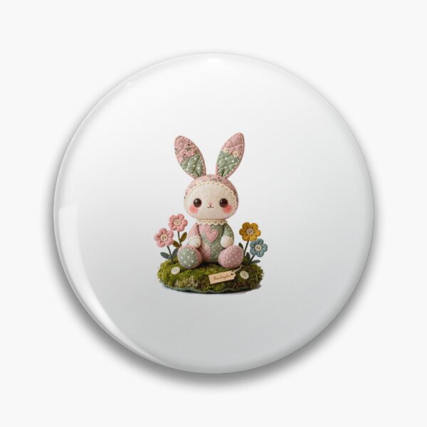 Item preview, Cute Kawaii Patchwork Bunny | Floral Quilted Felt Craft Sticker designed and sold by HOODYBUDSTYLES.