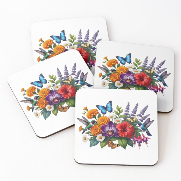 Item preview, Hummingbird Garden – Colorful Flowers & Butterflies designed and sold by Classic Chaos Creations.