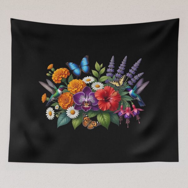 Item preview, Hummingbird Garden – Colorful Flowers & Butterflies designed and sold by Classic Chaos Creations.