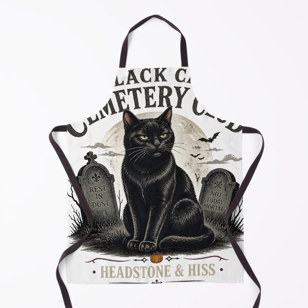 Item preview, BLACK CAT CEMETERY CLUB Headstone & Hiss Halloween Vintage Screen Print designed and sold by BernoNickel.
