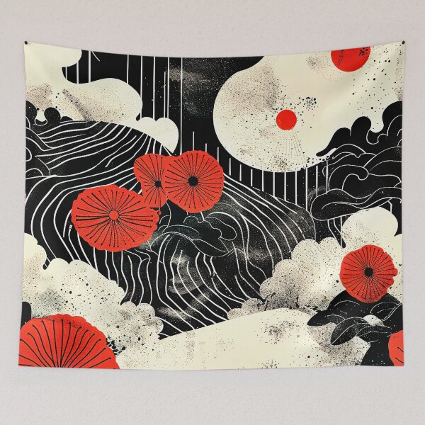 Item preview, Japandi Red, Black, And White Harmony Designs Abstract  designed and sold by DEC02.