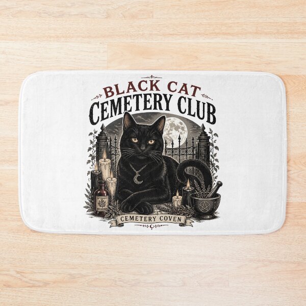 Item preview, BLACK CAT CEMETERY CLUB Cemetery Coven Halloween Vintage Screen Print designed and sold by BernoNickel.