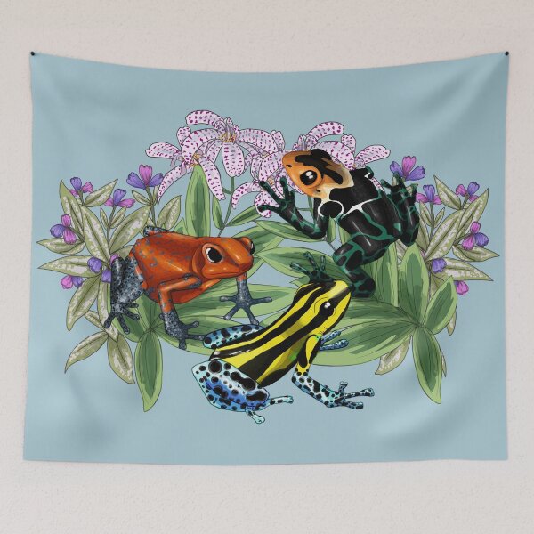 Item preview, Poison Dart Frogs with Toad Lilies and Lungwort designed and sold by JoyHappySpiders.
