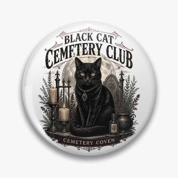 Artikelvorschau, BLACK CAT CEMETERY CLUB Friedhofscaven Halloween Gothic Gravur entworfen und verkauft von BernoNickel.