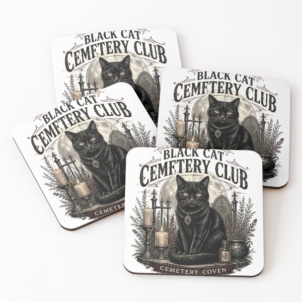 Artikelvorschau, BLACK CAT CEMETERY CLUB Friedhofscaven Halloween Gothic Gravur entworfen und verkauft von BernoNickel.