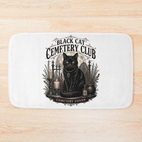 Item preview, BLACK CAT CEMETERY CLUB Cemetery Coven Halloween Gothic Engraving designed and sold by BernoNickel.