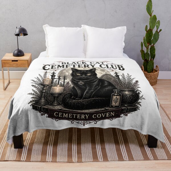 Item preview, BLACK CAT CEMETERY CLUB Cemetery Coven Halloween Gothic Engraving designed and sold by BernoNickel.