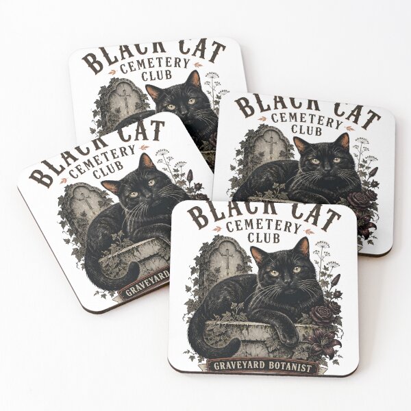 Item preview, BLACK CAT CEMETERY CLUB Graveyard Botanist Halloween Vintage Screen Print designed and sold by BernoNickel.