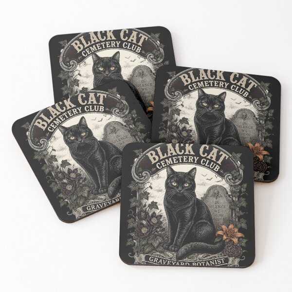 Item preview, BLACK CAT CEMETERY CLUB Graveyard Botanist Halloween Gothic Engraving designed and sold by BernoNickel.