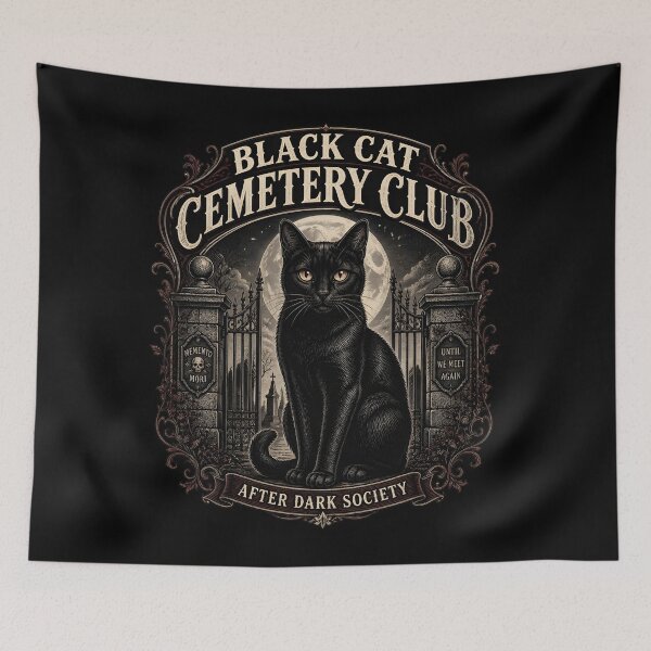 Item preview, BLACK CAT CEMETERY CLUB After Dark Society Halloween Gothic Engraving designed and sold by BernoNickel.