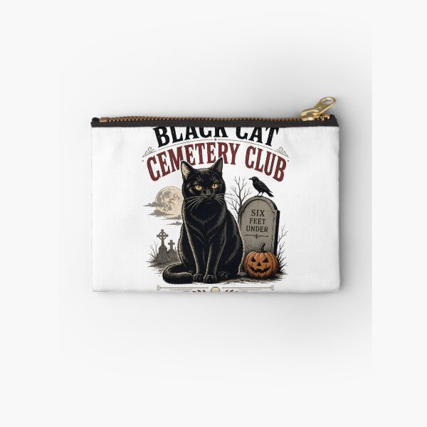 Item preview, BLACK CAT CEMETERY CLUB Six Feet Under Halloween Vintage Screen Print designed and sold by BernoNickel.