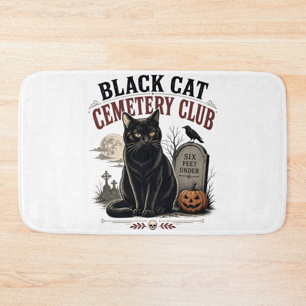 Item preview, BLACK CAT CEMETERY CLUB Six Feet Under Halloween Vintage Screen Print designed and sold by BernoNickel.