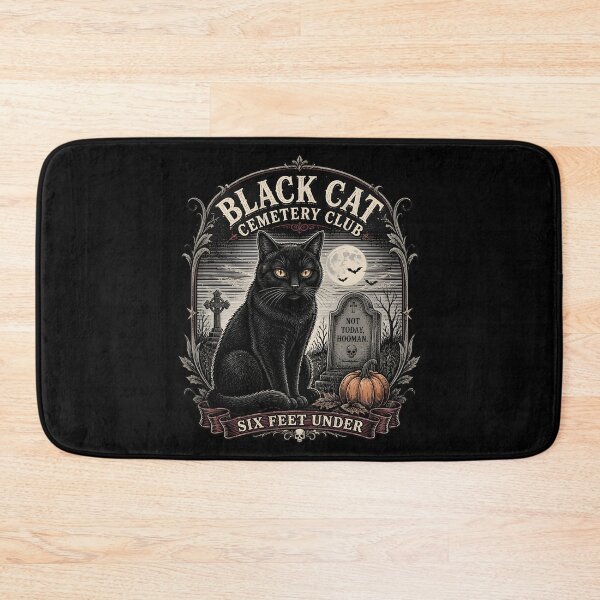 Item preview, BLACK CAT CEMETERY CLUB Six Feet Under Halloween Gothic Engraving designed and sold by BernoNickel.