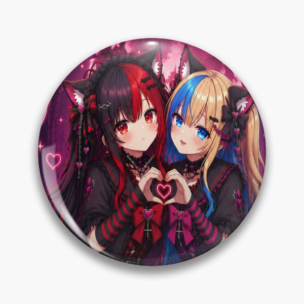 Item preview, Gothic Neko Best Friends – Kawaii Anime Duo Heart designed and sold by Revyra Design .