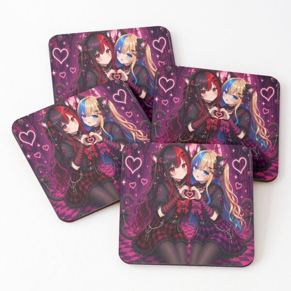 Item preview, Gothic Neko Best Friends – Kawaii Anime Duo Heart designed and sold by Revyra Design .