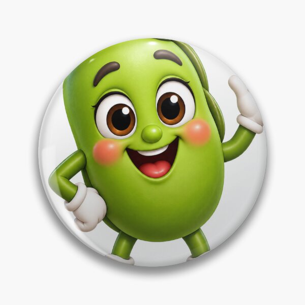 Item preview, Cute Green Pea Character – Funny Healthy Food Mascot designed and sold by GoldenSparkleShop.