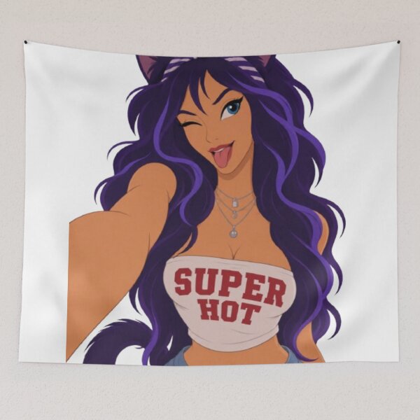 Item preview, Super Hot Purple Catgirl – Retro Cartoon Pin-Up designed and sold by  Hollow Moon Studios..