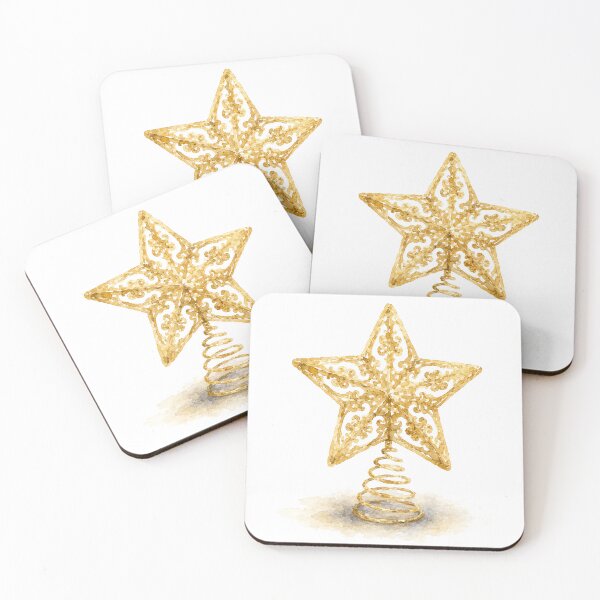 Item preview, Gold Christmas Tree Topper Star Watercolor designed and sold by Shew Gallery.