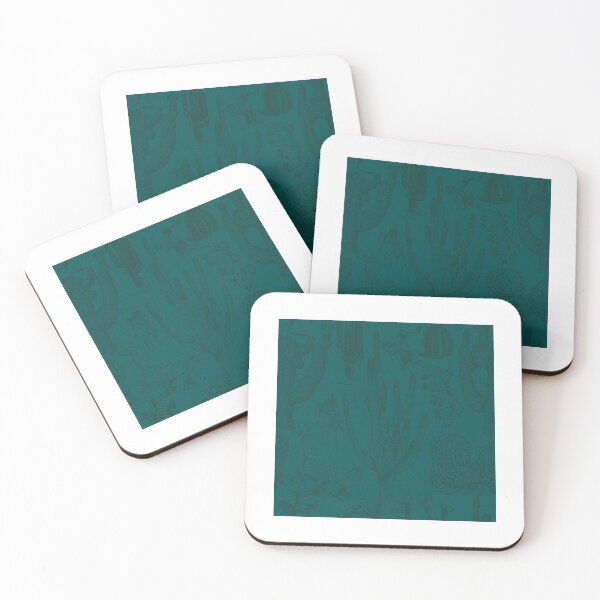 Item preview, Western Cactoile in Tonal Teal Green designed and sold by YesterdayColl.