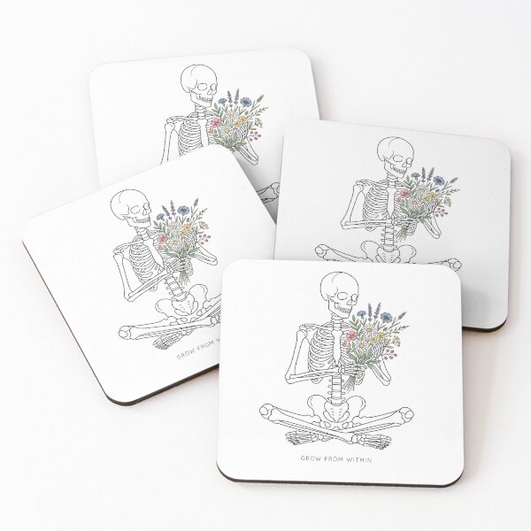 Item preview, Grow From Within Minimalist Skeleton Flowers Mental Health designed and sold by VibeTherapyArt.