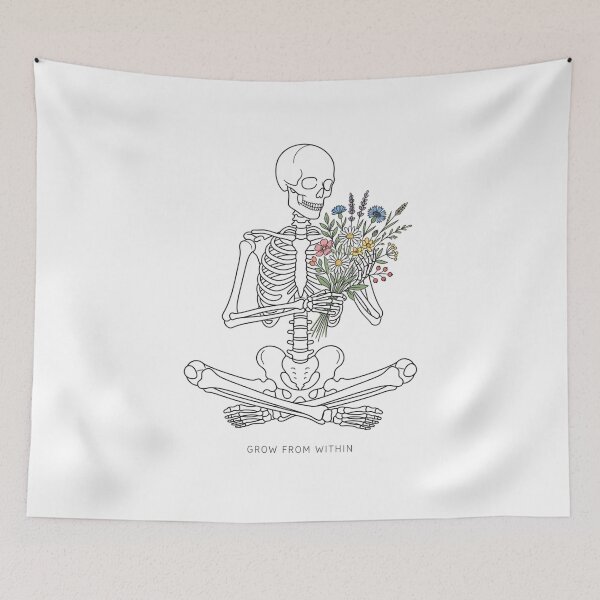Item preview, Grow From Within Minimalist Skeleton Flowers Mental Health designed and sold by VibeTherapyArt.