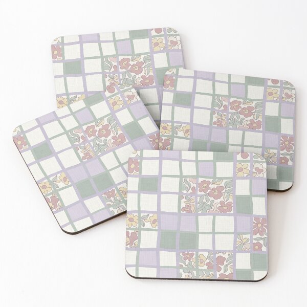 Item preview, Pastel Checkered Patchwork Floral Squares Pattern designed and sold by SassyArtistry.