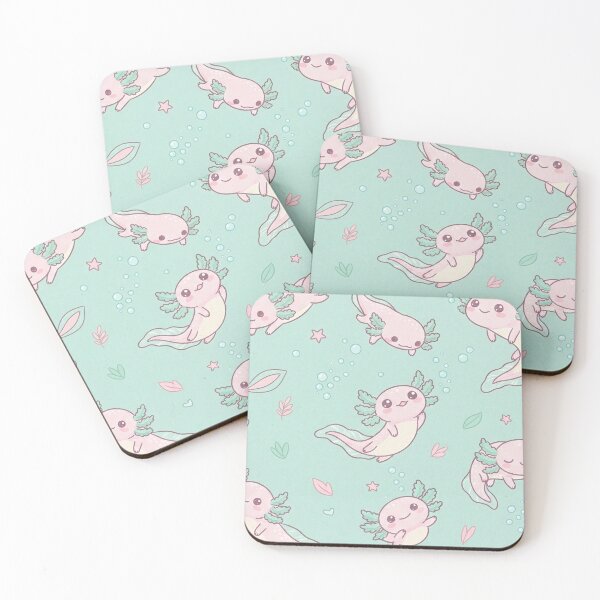 Item preview, Cute Pink Axolotl Swimming Mint Pattern designed and sold by SassyArtistry.
