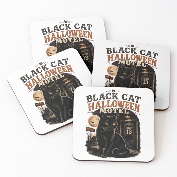 Item preview, BLACK CAT HALLOWEEN MOTEL Room 13 Halloween Vintage Screen Print designed and sold by KristenosNehk.