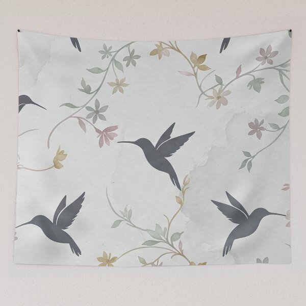 Item preview, Minimalist Flying Hummingbird and Branches Pattern designed and sold by SassyArtistry.