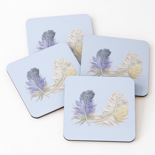 Item preview, Bird feathers hand-embroidered designed and sold by Alsa.handembroidery.