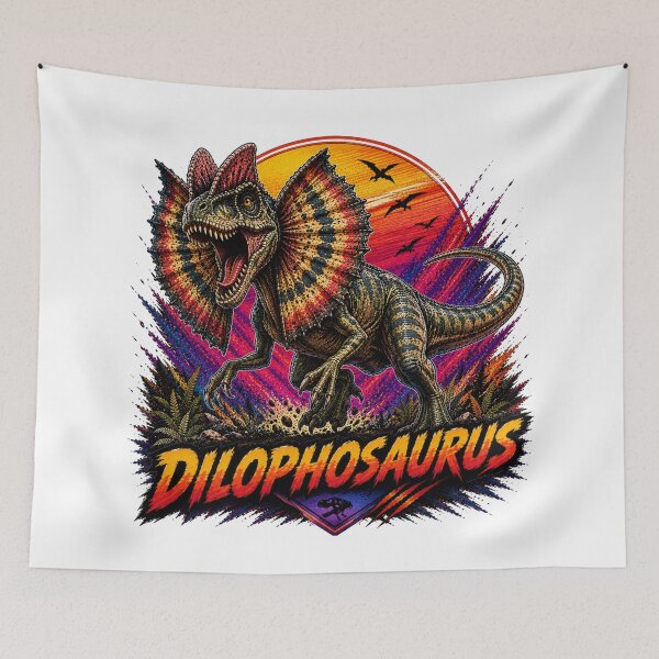 Item preview, Dilophosaurus Retro Synthwave Neon Predator designed and sold by JonelleTshirts.