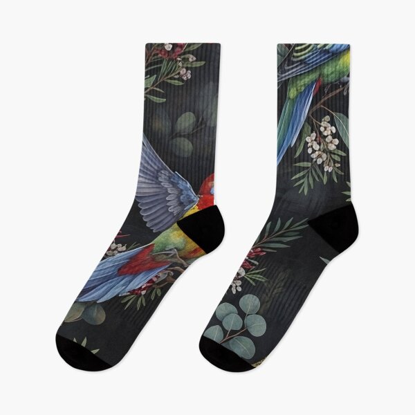 Item preview, Vibrant Rosella Parrots and Eucalyptus Leaves Pattern designed and sold by SassyArtistry.