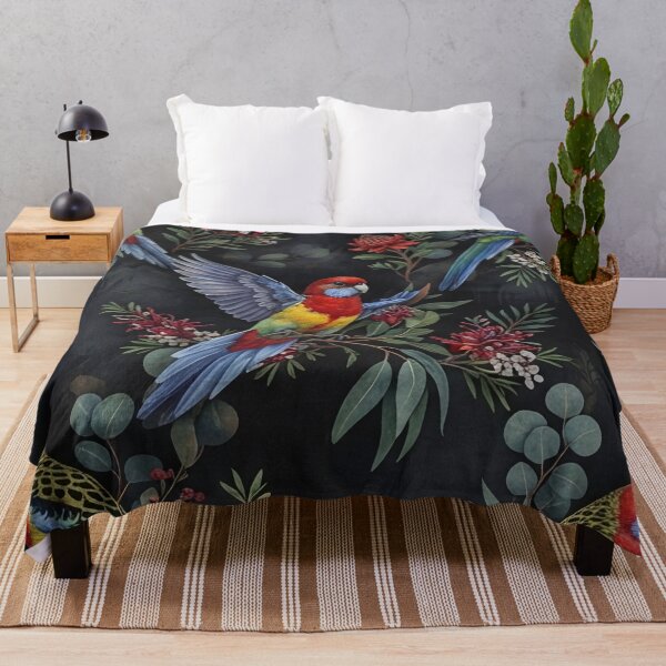 Item preview, Vibrant Rosella Parrots and Eucalyptus Leaves Pattern designed and sold by SassyArtistry.