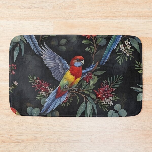 Item preview, Vibrant Rosella Parrots and Eucalyptus Leaves Pattern designed and sold by SassyArtistry.