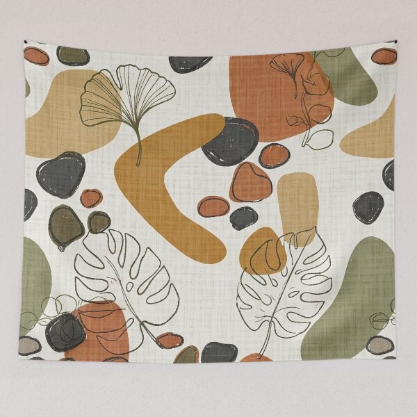 Item preview, Abstract Organic Shapes and Ginkgo Leaves Pattern designed and sold by SassyArtistry.
