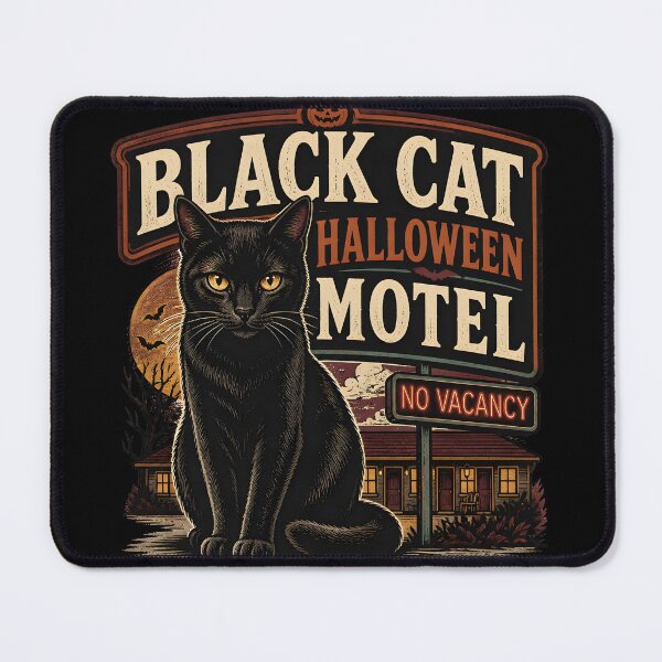 Item preview, BLACK CAT HALLOWEEN MOTEL No Vacancy Halloween Vintage Screen Print designed and sold by KristenosNehk.