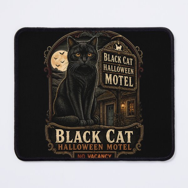 Item preview, BLACK CAT HALLOWEEN MOTEL No Vacancy Halloween Gothic Engraving designed and sold by KristenosNehk.