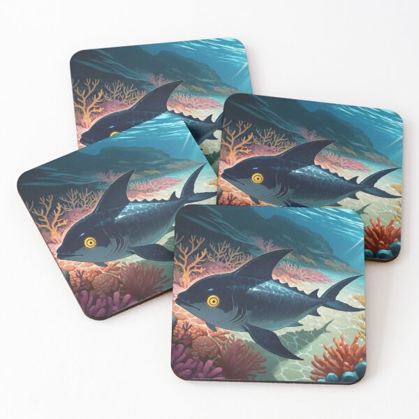 Item preview, Deep Sea Blue Fish Coral Reef Art – Oceanic Marine Wildlife Illustration designed and sold by BLUESKY11a.