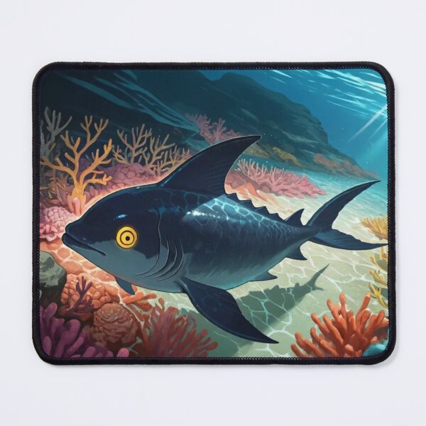 Item preview, Deep Sea Blue Fish Coral Reef Art – Oceanic Marine Wildlife Illustration designed and sold by BLUESKY11a.