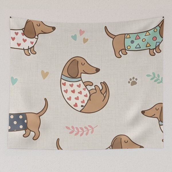Item preview, Dachshund Wiener Dogs in Heart Sweaters Pattern designed and sold by SassyArtistry.