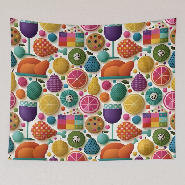 Item preview, Mid Century Modern Retro Food Pattern Art designed and sold by colorful-white.