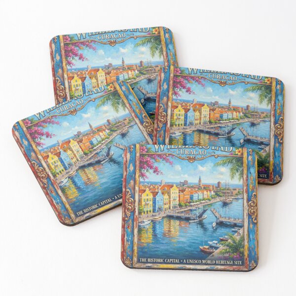 Item preview,  Willemstad Curaçao Travel Poster – Colorful Caribbean Harbor designed and sold by ElartedeNoel.