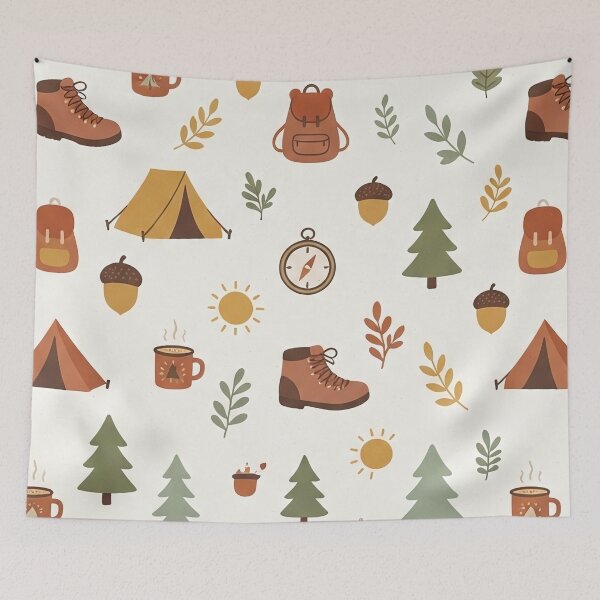 Item preview, Vintage Camping and Pine Trees Seamless Pattern designed and sold by SassyArtistry.