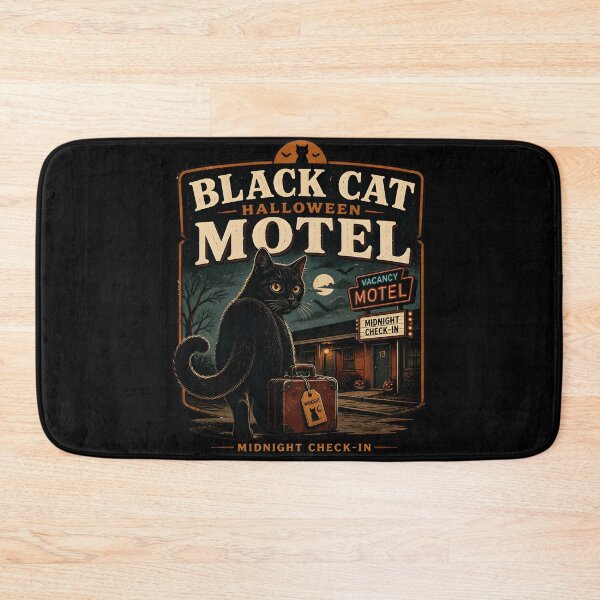 Item preview, BLACK CAT HALLOWEEN MOTEL Midnight Check-In Halloween Vintage Screen Print designed and sold by KristenosNehk.